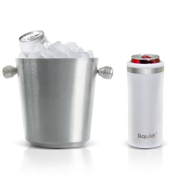 Liquid Fusion® Double Wall Stainless Steel Skinny Can Cooler, 12oz.
