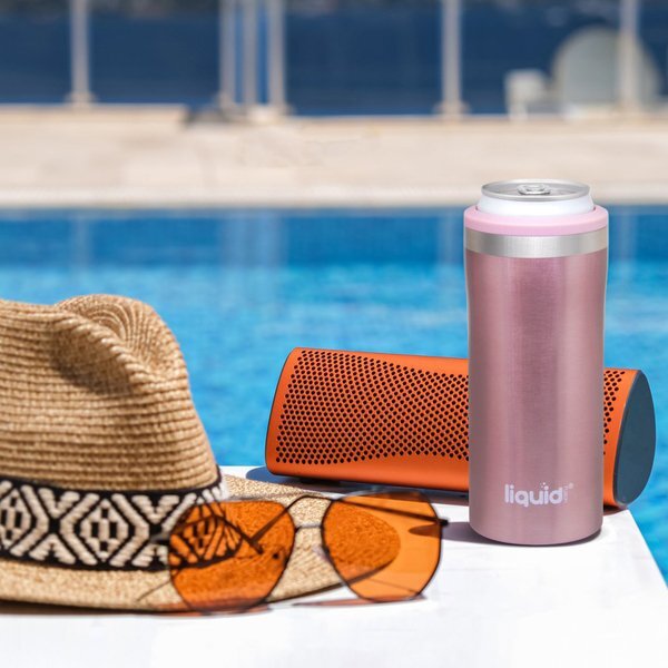 Liquid Fusion® Double Wall Stainless Steel Skinny Can Cooler, 12oz.