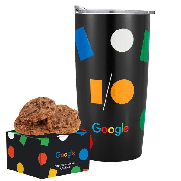 Gourmet Chocolate Chunk Cookie Box & Straight Tumbler Gift Set