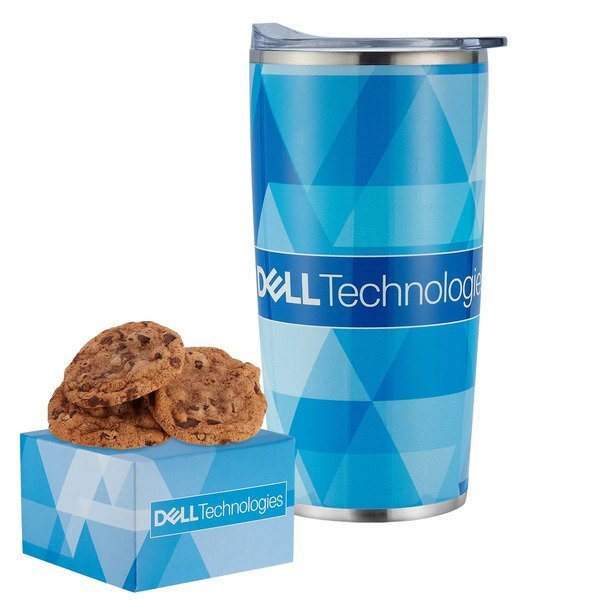 Gourmet Chocolate Chunk Cookie Box & Straight Tumbler Gift Set