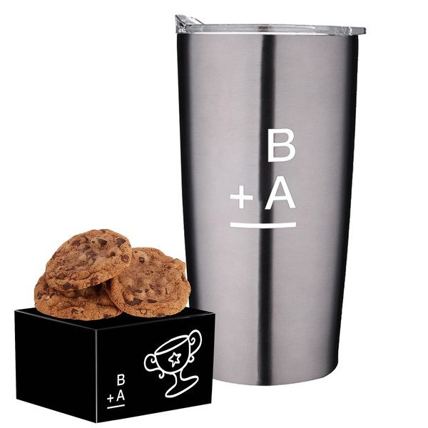 Gourmet Chocolate Chunk Cookie Box & Straight Tumbler Gift Set