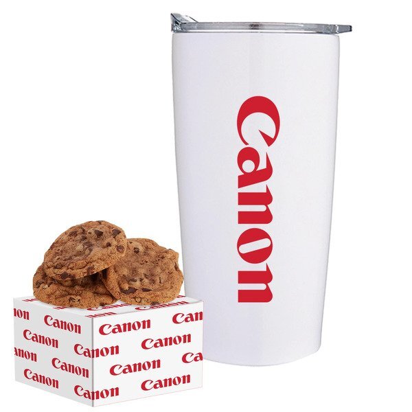 Gourmet Chocolate Chunk Cookie Box & Straight Tumbler Gift Set