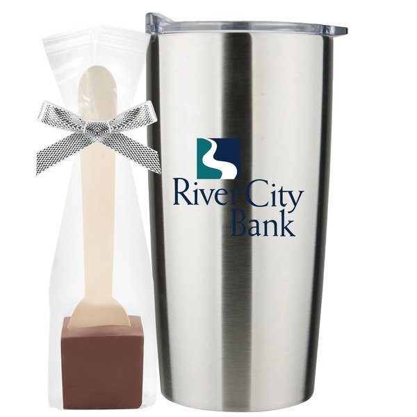 Milk Chocolate Hot Chocolate Spoon & Straight Tumbler Gift Set