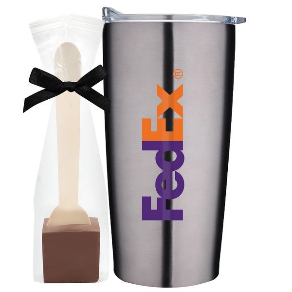 Milk Chocolate Hot Chocolate Spoon & Straight Tumbler Gift Set