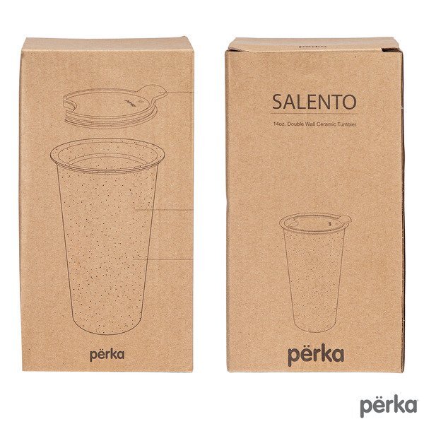 Perka® Salento Double Wall Ceramic Tumbler, 14oz.