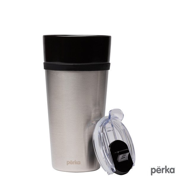 Perka® Linden Double Wall Ceramic & Stainless Steel Tumbler, 14oz.