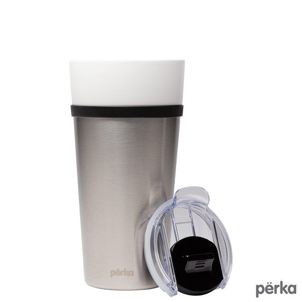 Perka® Linden Double Wall Ceramic & Stainless Steel Tumbler, 14oz.