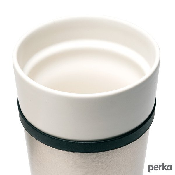 Perka® Linden Double Wall Ceramic & Stainless Steel Tumbler, 14oz.