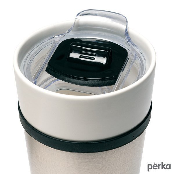 Perka® Linden Double Wall Ceramic & Stainless Steel Tumbler, 14oz.