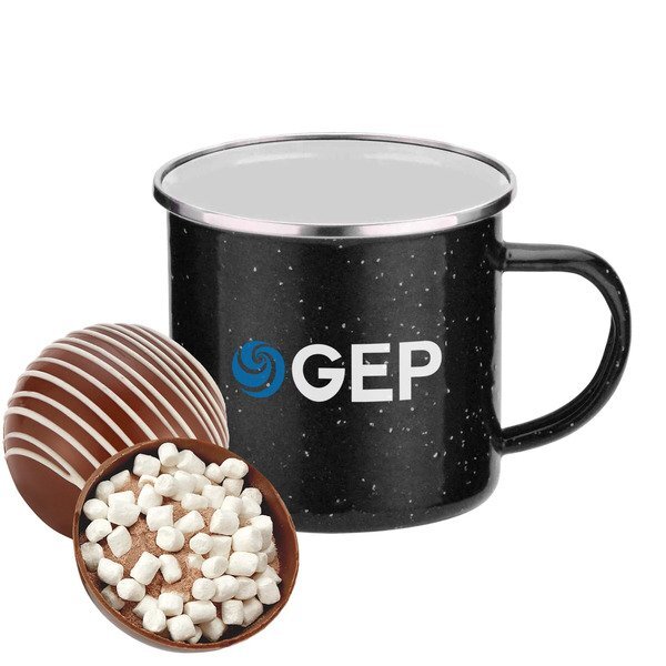 Classic Milk Chocolate Hot Chocolate Bomb & Speckled Camping Mug Gift Set