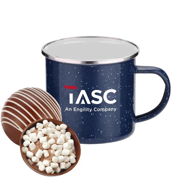 Classic Milk Chocolate Hot Chocolate Bomb & Speckled Camping Mug Gift Set
