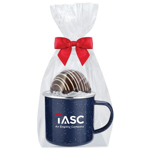 Classic Milk Chocolate Hot Chocolate Bomb & Speckled Camping Mug Gift Set