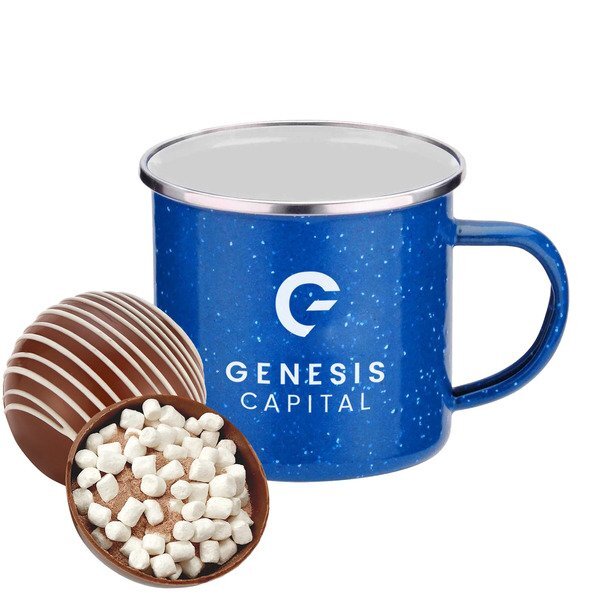Classic Milk Chocolate Hot Chocolate Bomb & Speckled Camping Mug Gift Set