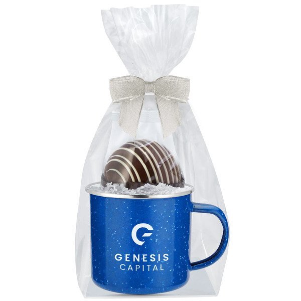 Classic Milk Chocolate Hot Chocolate Bomb & Speckled Camping Mug Gift Set
