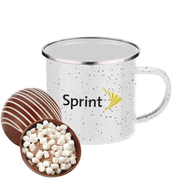 Classic Milk Chocolate Hot Chocolate Bomb & Speckled Camping Mug Gift Set