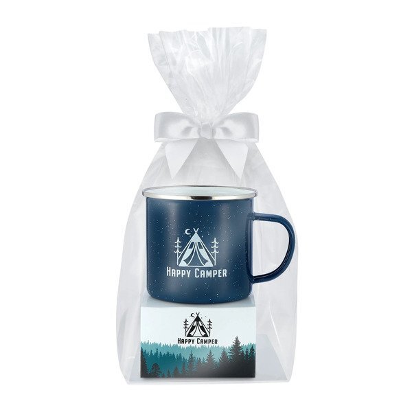 Gourmet Chocolate Chunk Cookie Box & Speckled Camping Mug Gift Set