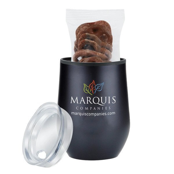 Milk Chocolate Covered Pretzels & Stemless Wine Tumbler Gift Set