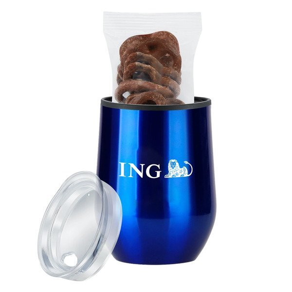 Milk Chocolate Covered Pretzels & Stemless Wine Tumbler Gift Set