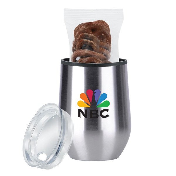 Milk Chocolate Covered Pretzels & Stemless Wine Tumbler Gift Set