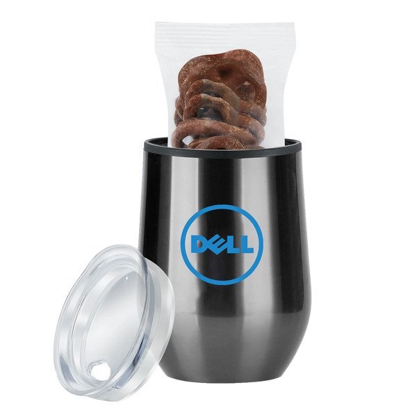 Milk Chocolate Covered Pretzels & Stemless Wine Tumbler Gift Set