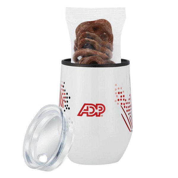 Milk Chocolate Covered Pretzels & Stemless Wine Tumbler Gift Set