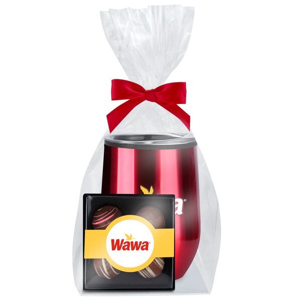 Four-Piece Belgian Truffle Box & Stemless Wine Tumbler Gift Set