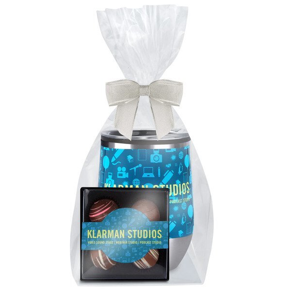 Four-Piece Belgian Truffle Box & Stemless Wine Tumbler Gift Set