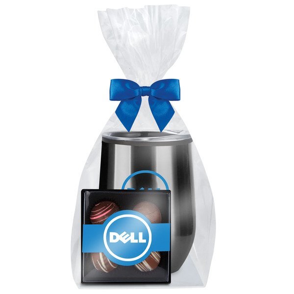 Four-Piece Belgian Truffle Box & Stemless Wine Tumbler Gift Set