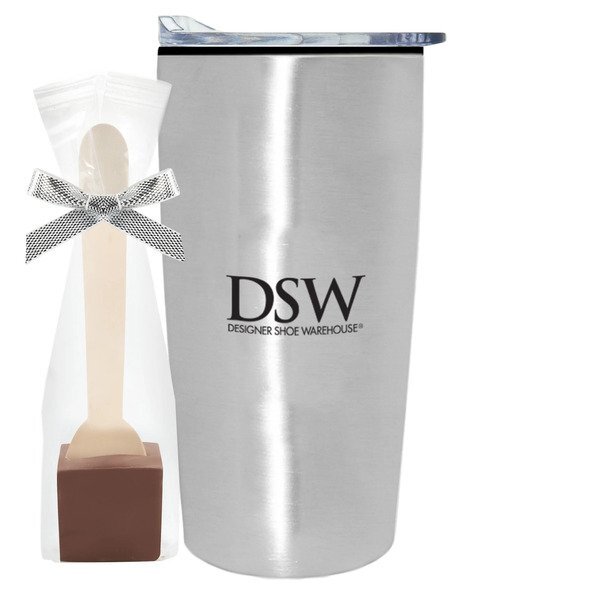 Milk Chocolate Hot Chocolate Spoon & Straight Tumbler w/ Plastic Liner Gift Set