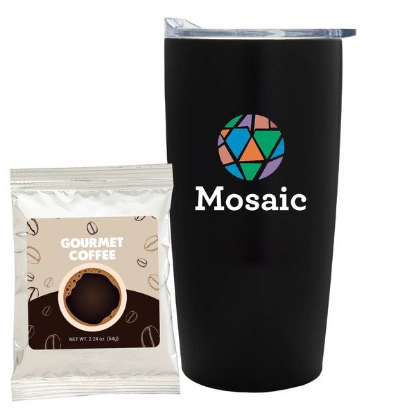 Gourmet Coffee Packet & Straight Tumbler w/ Plastic Liner Gift Set