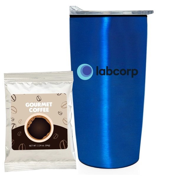 Gourmet Coffee Packet & Straight Tumbler w/ Plastic Liner Gift Set