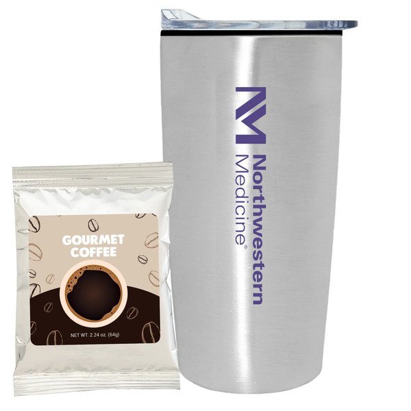 Gourmet Coffee Packet & Straight Tumbler w/ Plastic Liner Gift Set
