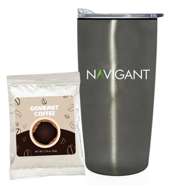 Gourmet Coffee Packet & Straight Tumbler w/ Plastic Liner Gift Set