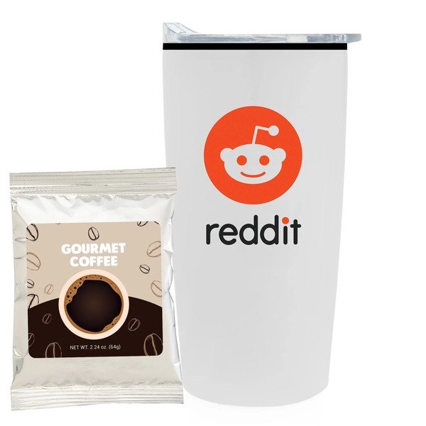 Gourmet Coffee Packet & Straight Tumbler w/ Plastic Liner Gift Set