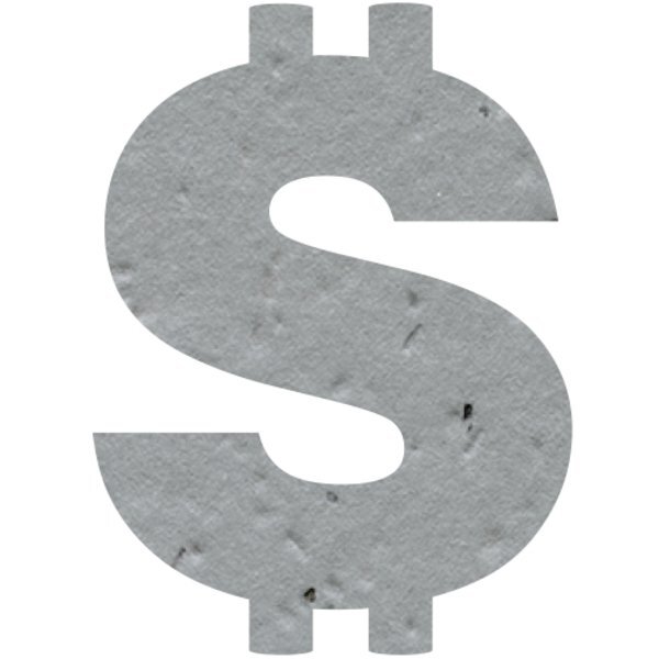 Dollar Sign Seed Paper Shape w/ Bookmark