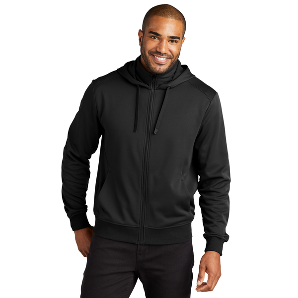 Port Authority® Polyester Smooth-Faced Fleece Hooded Men's Jacket
