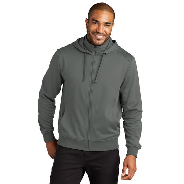 Port Authority® Polyester Smooth-Faced Fleece Hooded Men's Jacket