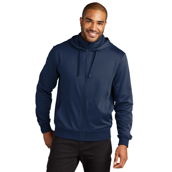 Port Authority® Polyester Smooth-Faced Fleece Hooded Men's Jacket