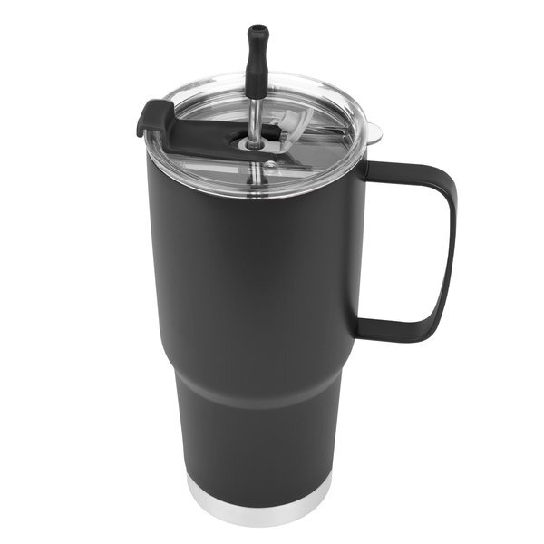 Lisbon Double Wall Stainless Steel Vacuum Insulated Tumbler w/ Straw & Cleaning Brush, 30oz.