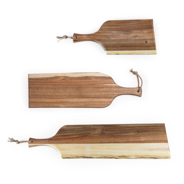 Set of 3 Acacia Wood Artisan Serving Planks