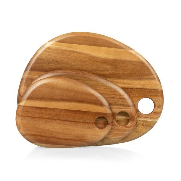Set of 3 Pebble Shaped Acacia Wood Serving Boards