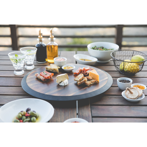 Lazy Susan Fired Acacia Wood Serving Tray