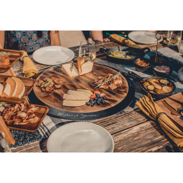 Lazy Susan Fired Acacia Wood Serving Tray