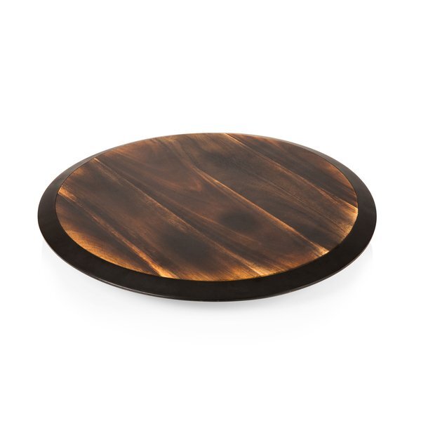 Lazy Susan Fired Acacia Wood Serving Tray