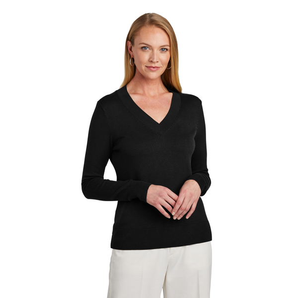 Brooks Brothers® Cotton & Nylon Stretch V-Neck Ladies' Sweater