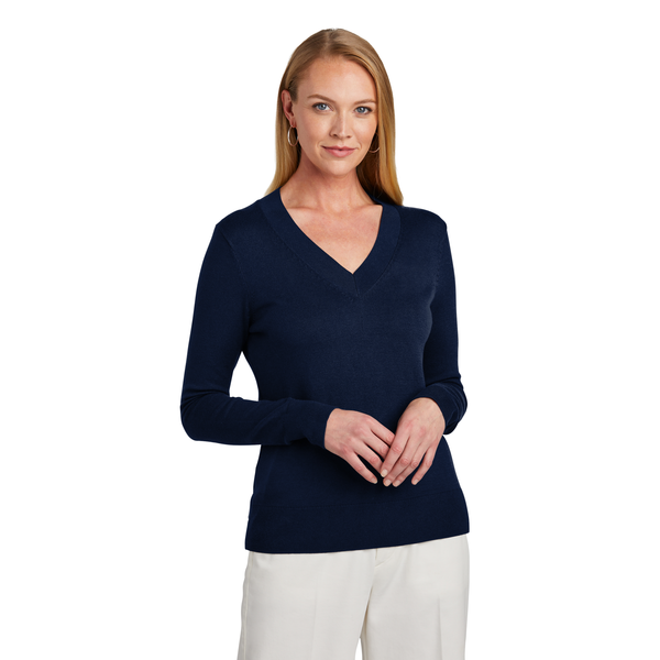 Brooks Brothers® Cotton & Nylon Stretch V-Neck Ladies' Sweater