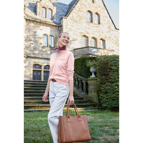 Brooks Brothers® Cotton & Nylon Stretch V-Neck Ladies' Sweater