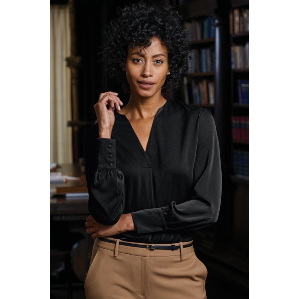 Brooks Brothers® Open-Neck Polyester Satin Ladies' Blouse