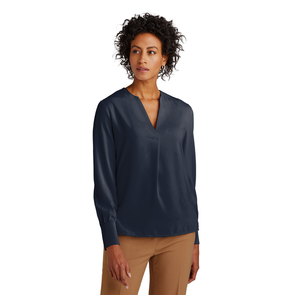 Brooks Brothers® Open-Neck Polyester Satin Ladies' Blouse