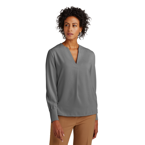 Brooks Brothers® Open-Neck Polyester Satin Ladies' Blouse
